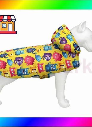 Bs дождевик-накидка с капюшоном best mix для собак waudog clothes, рисунок "мохнатые монстры", xxs, а bas77/n