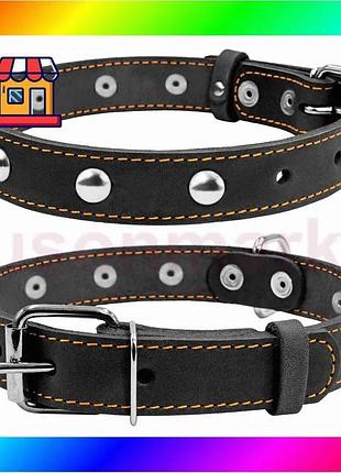 Bs ошейник "collar" одинарный best mix с украшениями (ширина 25мм, длина 38-50см) черный bas77/n
