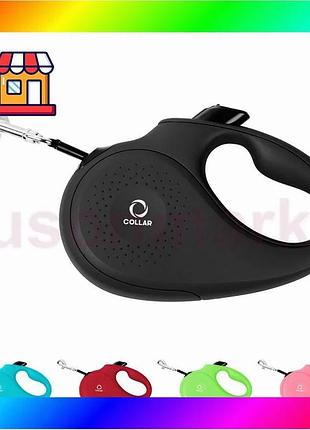 Bs поводок-рулетка collar для best mix собак, размер l, 50 кг, 5 м, светоотражающая лента, черный bas77/n