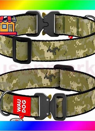 Bs нашийник для собак best mix нейлоновий waudog nylon з qr-паспортом, малюнок "мілітарі", металевий ф bas77/n