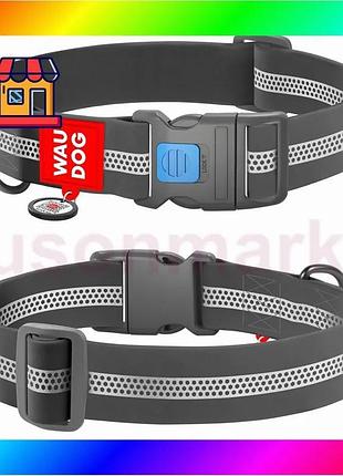 Bs нашийник для собак best mix водостійкий waudog waterproof з qr паспортом, світловідбивний, пластико bas77/n