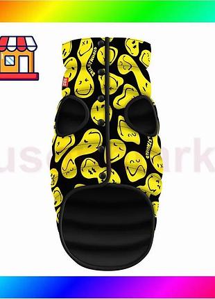 Bs курточка для собак best mix waudog clothes рисунок "смайлы на черном", s30, в 58-62 см, с 42-46 см bas77/n