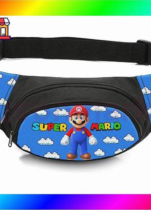 Bs сумка-бананка дитяча super best mix mario поясна сумка для хлопчика з принтом для прогулянок і подо bas77/n
