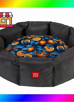 Bs лежанка для собак best mix waudog relax, рисунок "апельсины", l, ш 49 см, дл 59 см, в 20 см bas77/n