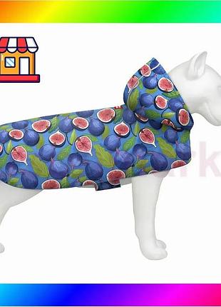 Bs дождевик-накидка с капюшоном best mix для собак waudog clothes, рисунок "инжир", м, а 40-43 см, b 5 bas77/n