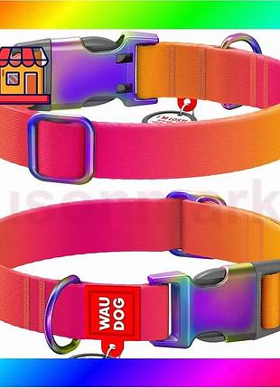 Bs ошейник для собак best mix нейлоновый waudog nylon recycled c qr паспортом, градиент, xl, ш 25 мм, bas77/n