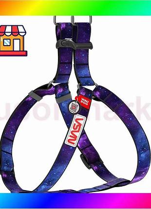 Bs шлея для собак best mix waudog nylon с qr-паспортом, рисунок "nasa21", пластиковый фастекс, m, ш 20 bas77/n