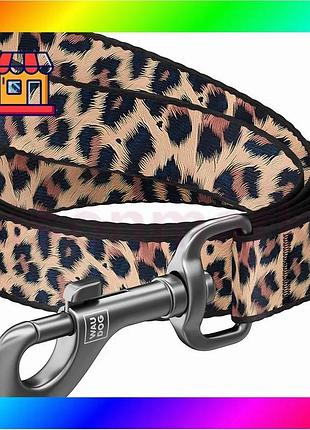 Bs поводок для собак best mix нейлоновый waudog nylon, рисунок "леопард", l-xxl, ш 25 мм, дл 122 см bas77/n