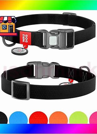 Bs нашийник для собак best mix водостійкий waudog waterproof з qr-паспортом, пластикова пряжка-фастекс bas77/n