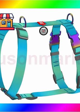 Bs шлей для собак best mix анатомічний h-подібний waudog nylon recycled з qr-паспортом, градієнт, l, ш bas77/n