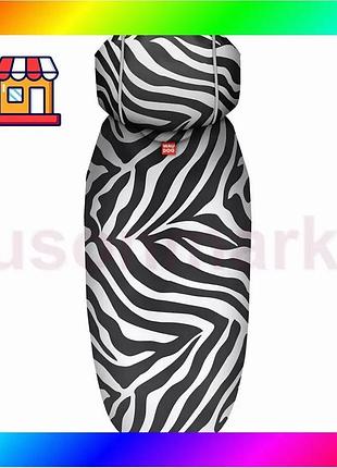 Bs дождевик-накидка с капюшоном best mix для собак waudog clothes, рисунок "зебра", xxs, а 23-26 см, b bas77/n