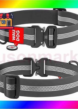 Bs ошейник для собак best mix водостойкий waudog waterproof с qr-паспортом, светоотражающий, металличе bas77/n