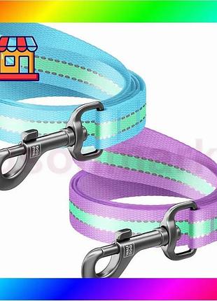 Bs повідець для собак best mix нейлоновий waudog nylon, що світиться/світловідбиваючий, ш 15 мм, дл 12 bas77/n