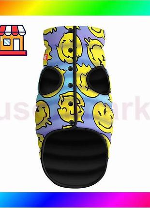 Bs курточка для собак best mix waudog clothes рисунок "смайлы на голубом", l65, в 87-90 см, с 60-65 см bas77/n
