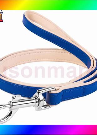 Bs поводок "collar brilliance" best mix двойной без украшений (ширина 18мм, длина 122см) синий bas77/n