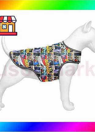 Bs курточка-накидка для собак best mix waudog clothes, рисунок "бэтмен комикс", xl, а 47 см, b 68-80 с bas77/n