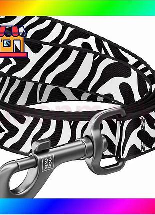 Bs поводок для собак best mix нейлоновый waudog nylon, рисунок "зебра", m, ш 20 мм, дл 300 см bas77/n
