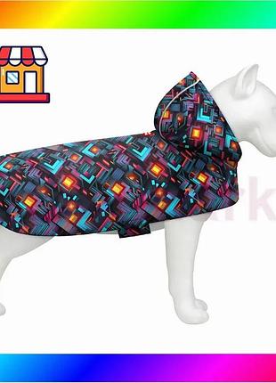 Bs дождевик-накидка с капюшоном best mix для собак waudog clothes, рисунок "бесконечные миры", xs, а 2 bas77/n