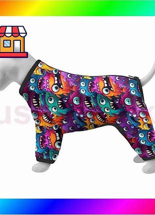 Bs ветровка для собак best mix waudog clothes, рисунок "зубастые монстры", xs25, в 36-38 см, с 26-28 с bas77/n