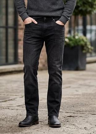 Мужские утепленные джинсы livergy straight fit на флисе графитовые р. 38/32