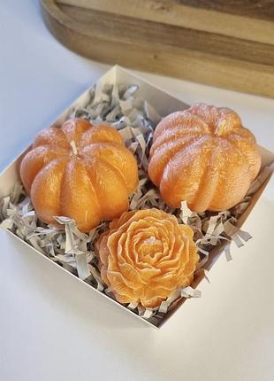 Аромасвічки ручної роботи, набір свічок з ароматом гарбуза з пальмового воску