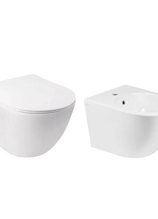 Комплект qtap jay 2 в 1: унітаз підвісний rimless + біде підвісне