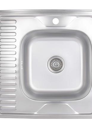 Кухонна мийка brinex 6060-r 0,6 мм satin (brin6060rsat06)