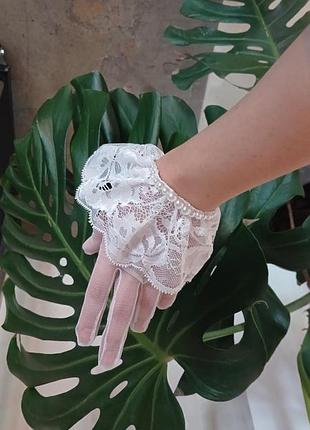 Короткі весільні рукавички, білі весільні рукавички