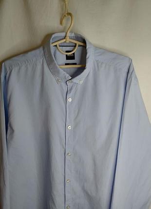 Мужская рубашка boss hugo boss slim fit (размер xxl) оригинал голубая