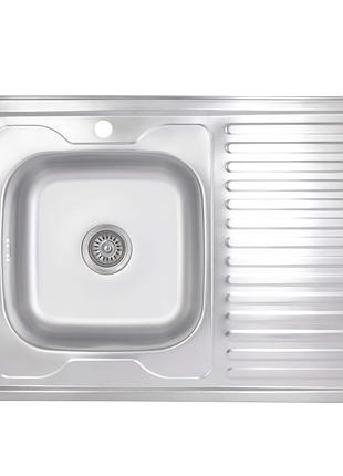 Кухонная мойка brinex 6080-l 0,6 мм satin (brin6080lsat06)