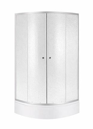 Душевая кабина latwa sc80x80.sat.mid.fr полукруглая, стекло frost 4 мм + душевой поддон kapielka st80x80x26, с панелью lidz