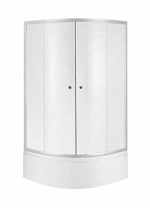 Душевая кабина latwa sc80x80.sat.high.fr полукруглая, стекло frost 4 мм + душевой поддон kapielka st80x80x41, с панелью lidz