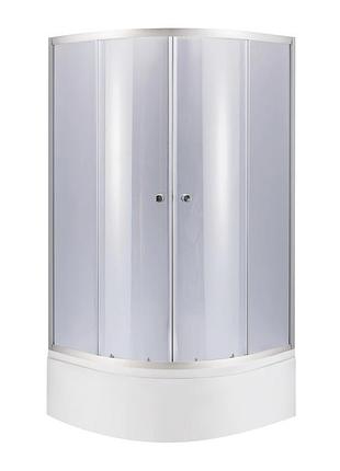 Душевая кабина latwa sc90x90.sat.high.gr полукруглая, стекло тон 4 мм + душевой поддон kapielka st90x90x41, с панелью lidz