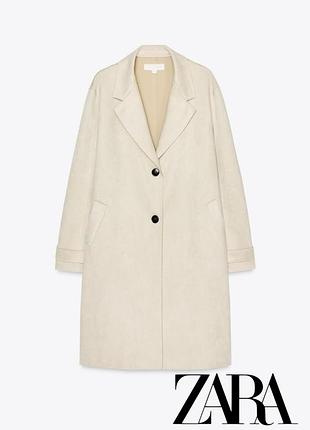 Замшевое пальто тренч zara / светло-бежевое