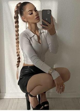 Zara трендовий щільний лонг з комірцем поло