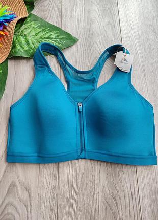 Бирюзовый спортивный топ от кactive touch с застежкой-молнией спереди 75b 90b