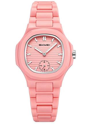 Женские часы skmei 2678pk pink с розовым ремешком и кварцевым механизмом