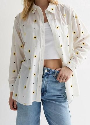 Оверсайз рубашка в подсолнечниках new look 16 размер