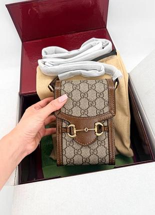 Женская сумка премиум horsebit 1955 mini bag gg supreme canvas