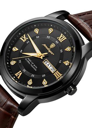 Poedagar unique men black leather, 2 ремінці