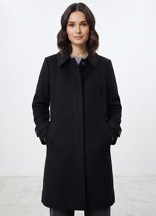Чорне пряме пальто з вовни m&s collection розмір 46