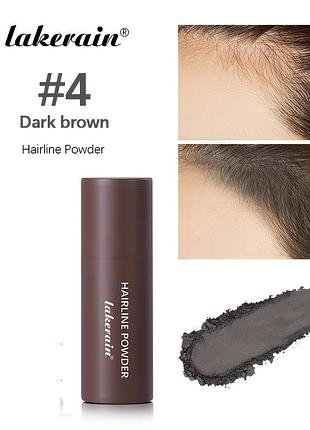 Пудра-кушон для лінії росту волосся lakerain hairline powder у відтінку #4 dark brown