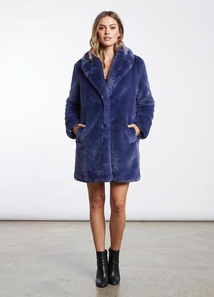 Синяя удлиненная шуба искусственная missguided размер 38
