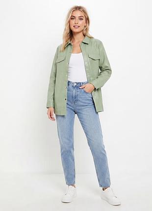 Куртка сорочка зі штучної шкіри зелена boohoo розмір 36