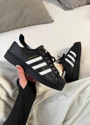 Кросівки чоловічі жіночі adidas superstar black 36-45