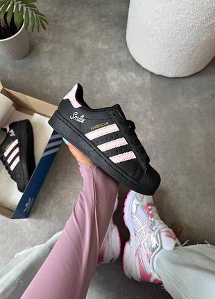 Стильные женские кроссовки adidas superstar black pink 36-41