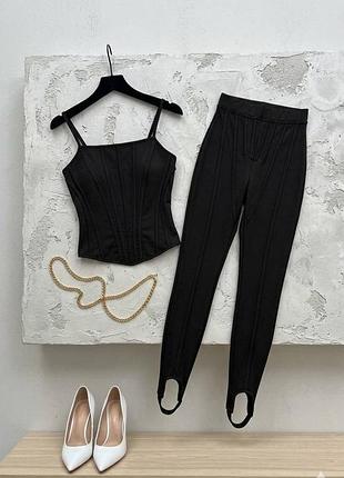 Лосини та корсет чорний колір mugler