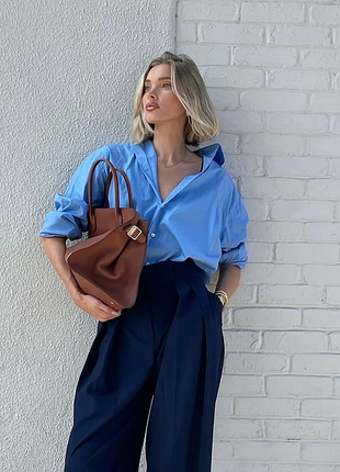 Яскрава синя сорочка оверсайз zara