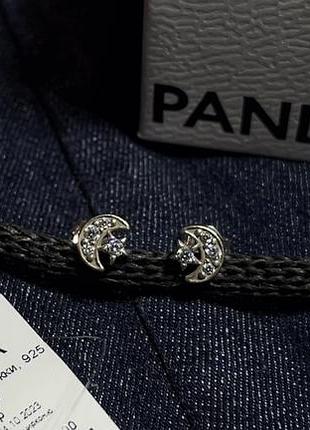 Сережки-пусети pandora «сяючий місяць та зорі»