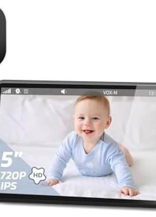 Дитячий монітор ghb abm700 з камерою, 5-дюймовий 720p hd 5000 маг ips-дисплей, режим vox